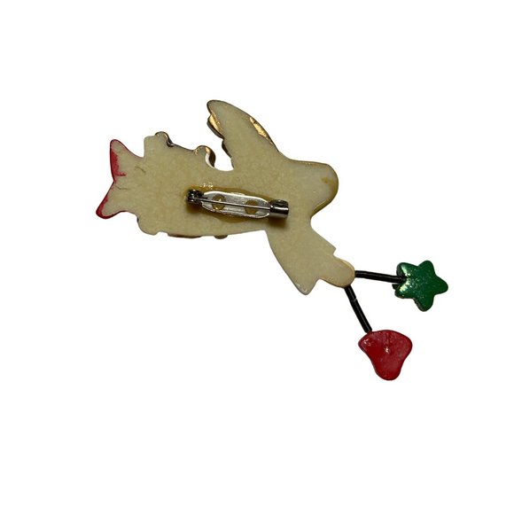 Vintage Resin Glitter Whimsical Angel Pin Brooch - Picture 7 of 8